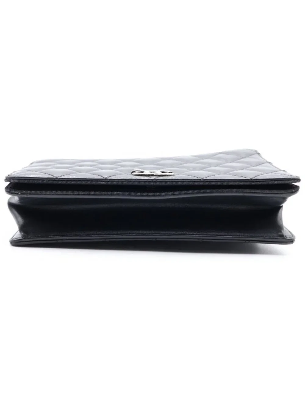 Chanel Quilted Lambskin Shoulder Bag Black Silver